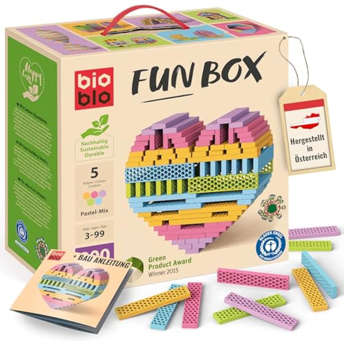 Bioblo Funbox Pastel Mix 200 – Sustainable Montessori STEM Blocks