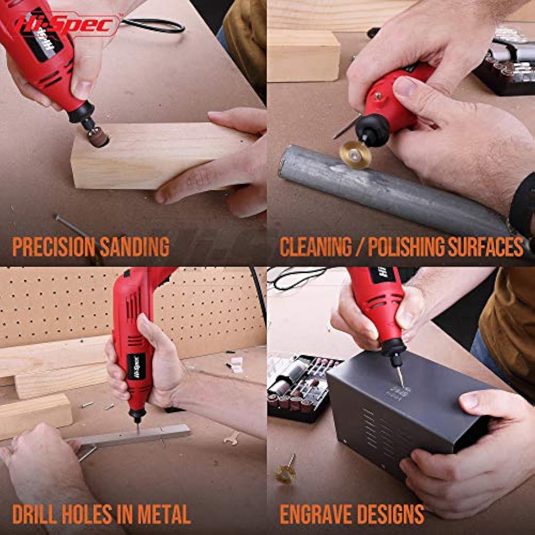 Hi-Spec 130W Corded Rotary Tool Kit – 121pc Dremel Compatible Set
