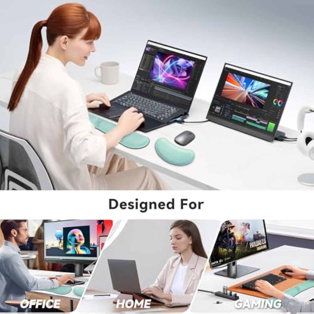 Jolof Store Keyboard and Mouse Wrist Rest Set – Ergonomic Memory Foam