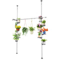 BAOYOUNI Indoor Plant Pole Stand | 12-Tray Floor to Ceiling Tension Rack