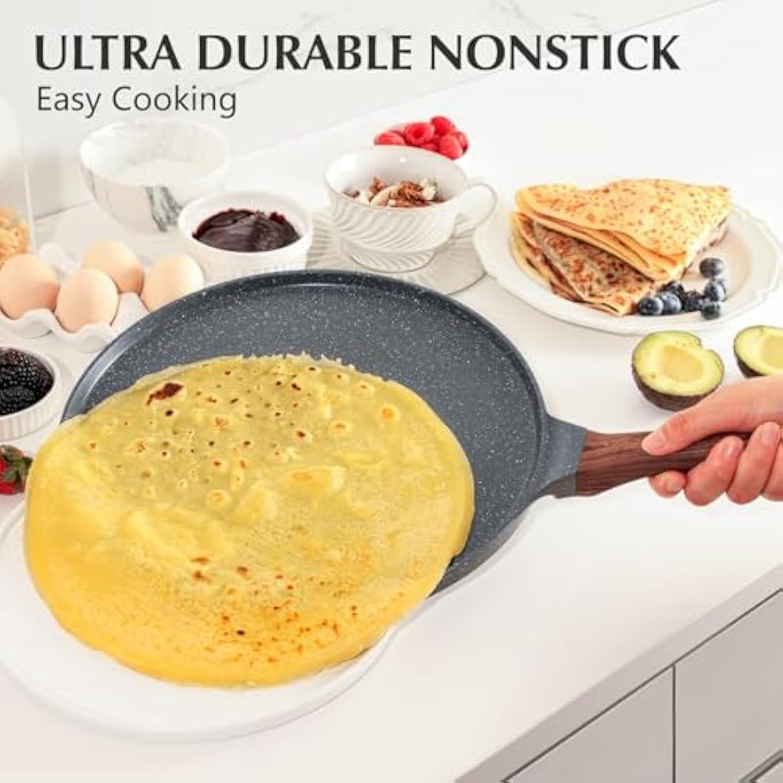 Sensarte Non-Stick Crepe Pan | 26cm Die-Cast Aluminum Dosa Pan & Griddle