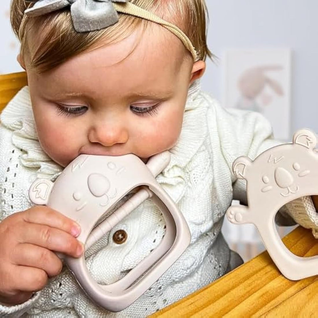 Infatot Koda Koala Teething Mitten 2-Pack | Food-Grade Silicone, Cream