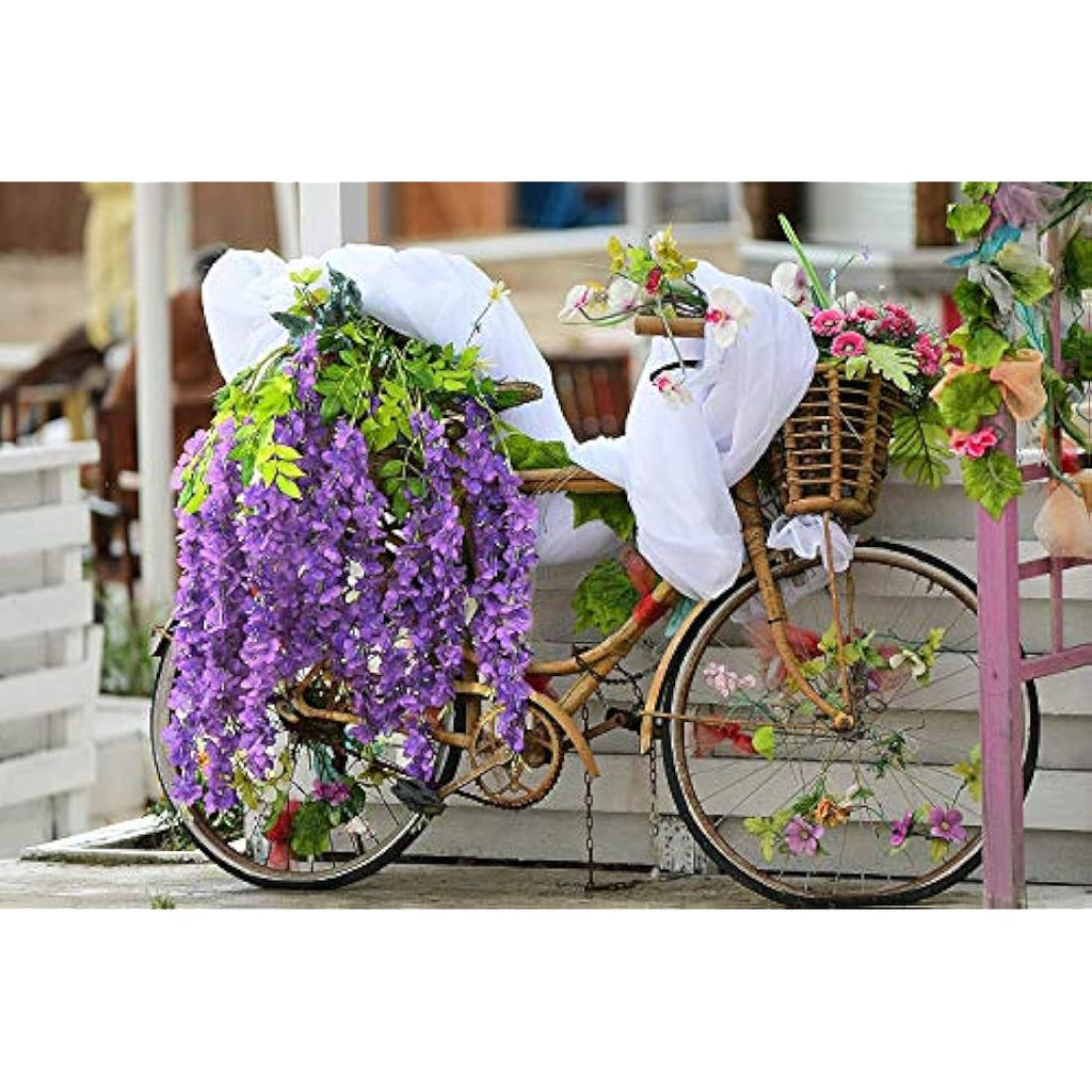 12pcs Artificial Wisteria Vine Hanging Silk Flowers – Purple