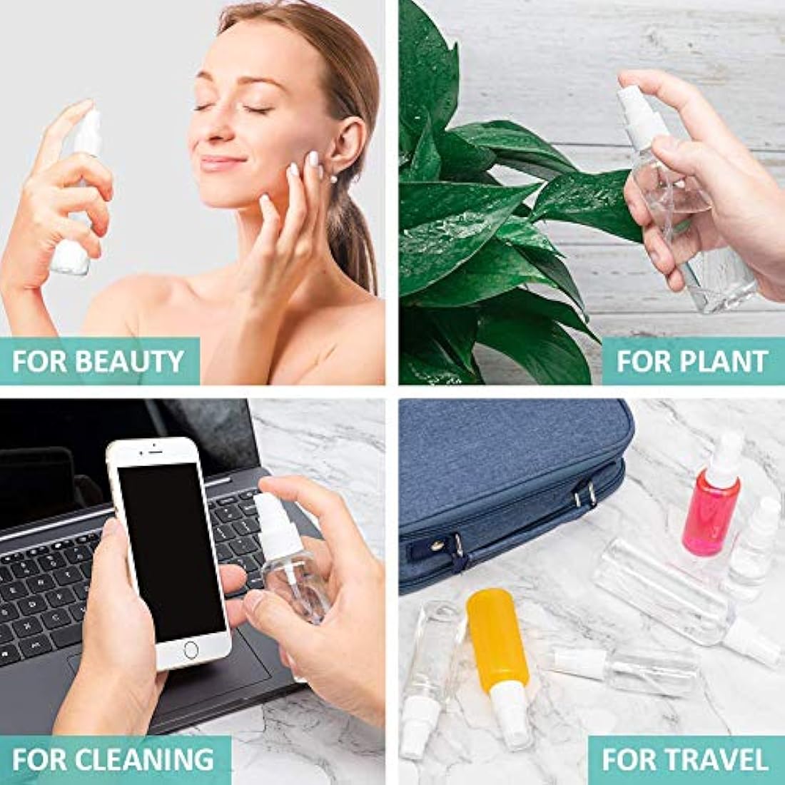 Fine Mist Spray Bottles - 3pc 50ml Clear Travel Containers