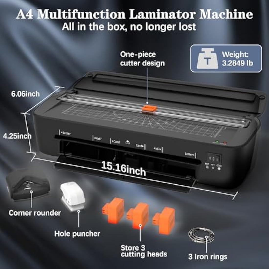 OidoZac A4 Thermal Laminator Machine – 11-in-1 Set with 36 Pouches, Black