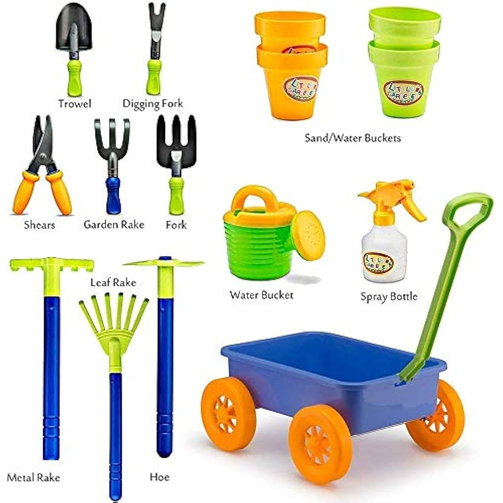 Jolof Store Kids Gardening Wagon & Beach Toy Set - 16-Piece Outdoor Play Kit
