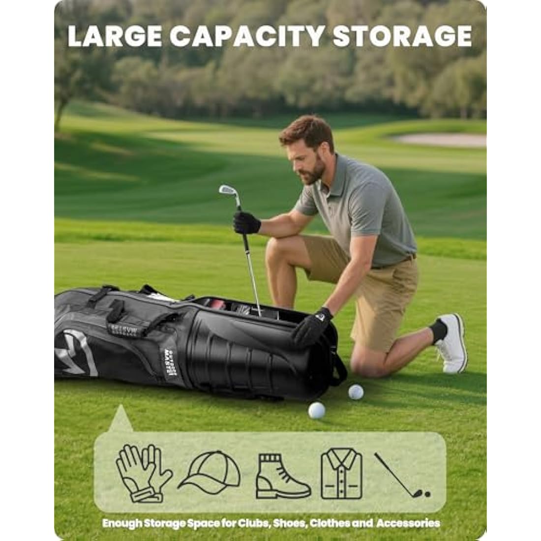 OutdoorMaster Golf Travel Bag – Hard Shell Top Case with Wheels