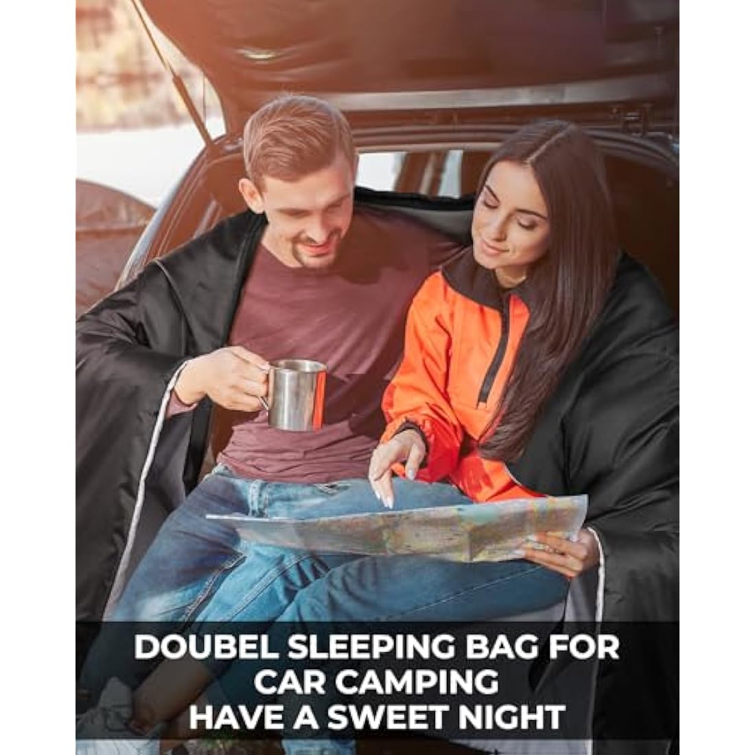Ohuhu Double Sleeping Bag | Waterproof 2 Person Camping Bag with 2 Pillows