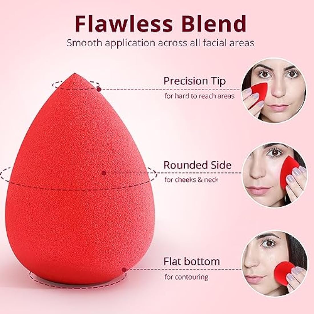 BEAKEY Makeup Sponges | 5 Pcs Latex-Free Foundation Blender Set