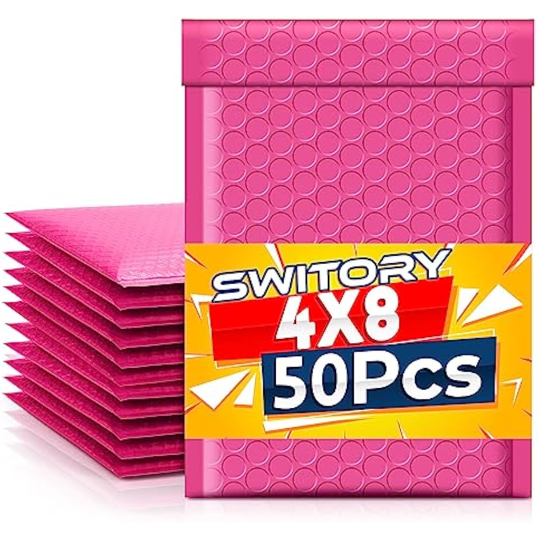 Switory Pink Poly Bubble Mailers | 4x7 Inch Padded Shipping Envelopes, 50 Pack