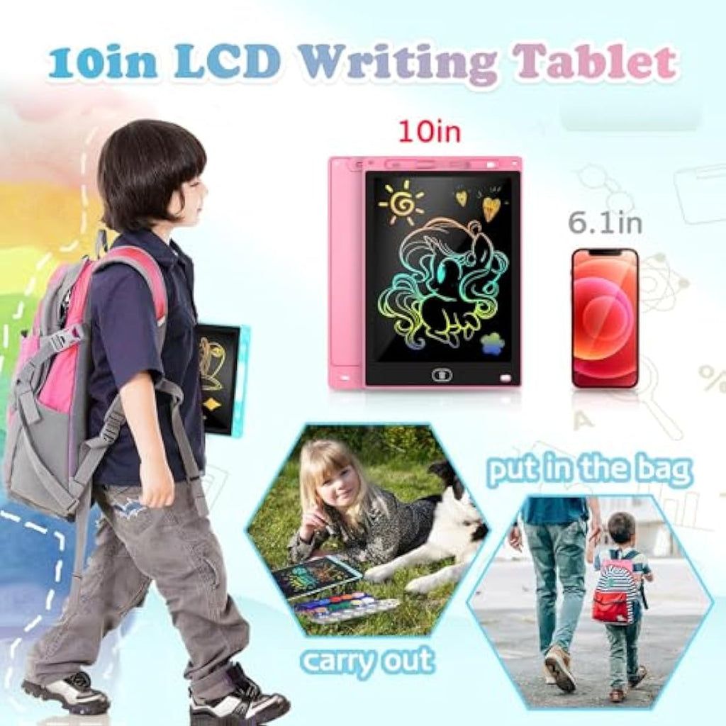 KTEBO 2-Pack 10 Inch LCD Writing Tablet for Kids - Pink & Blue Doodle Board
