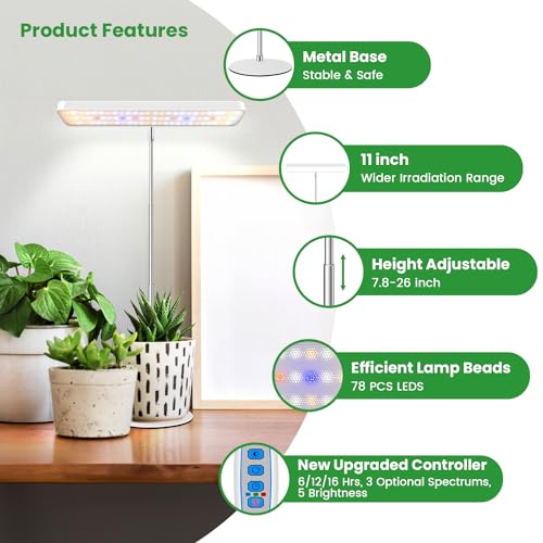 Wiaxulay Full Spectrum LED Grow Light – Height Adjustable Desk Plant Lamp