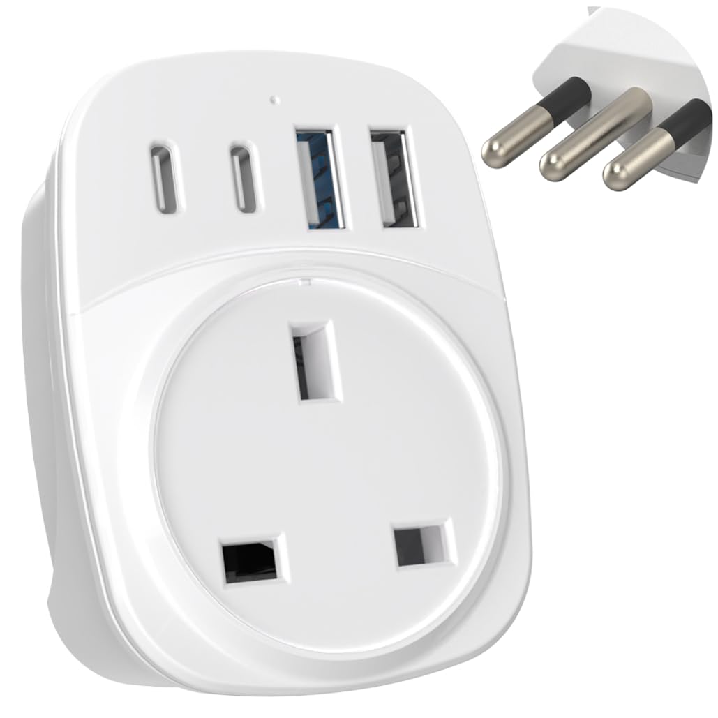 MyTravelPal UK to Italy Travel Plug Adapter with USB-C | Type L Adaptor