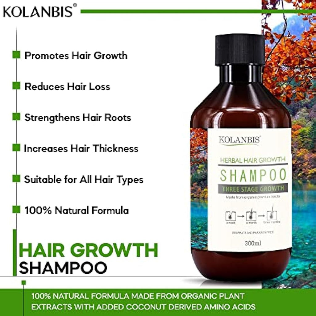 Kolanbis Natural Hair Growth Shampoo | Organic DHT Blocker for Hair Loss