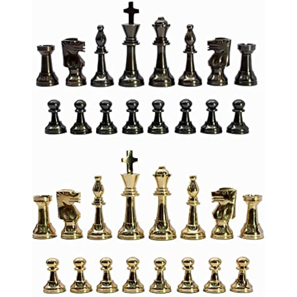 StonKraft Brass Staunton Chess Pieces - 3 Inch Metal Chessmen Figurine