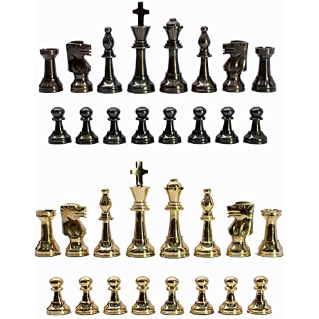 StonKraft Brass Staunton Chess Pieces - 3 Inch Metal Chessmen Figurine
