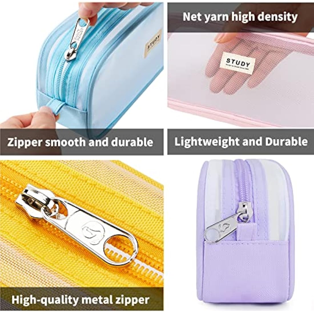KALIDI Clear Mesh Pencil Case – Large Capacity Stationery Pouch