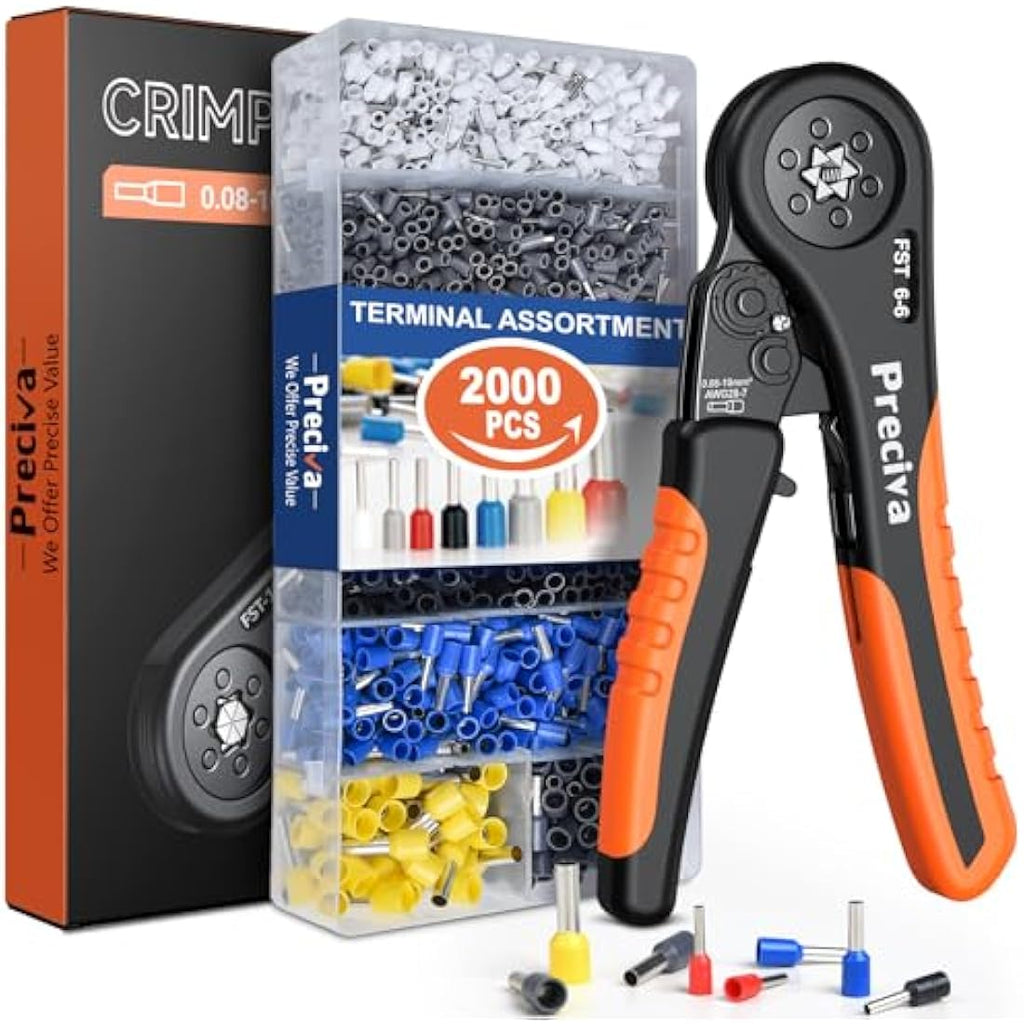 Preciva Wire Crimper Tool Kit | Hexagonal Ferrule Pliers with 2000pcs