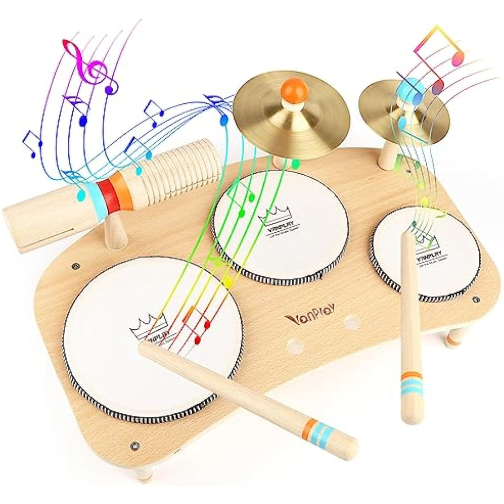Vanplay Wooden Kids Drum Kit | Montessori Musical Toys for Toddlers