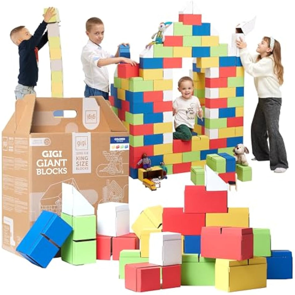 GIGI BLOKS 200 XXL Coloured Cardboard Building Blocks for Kids