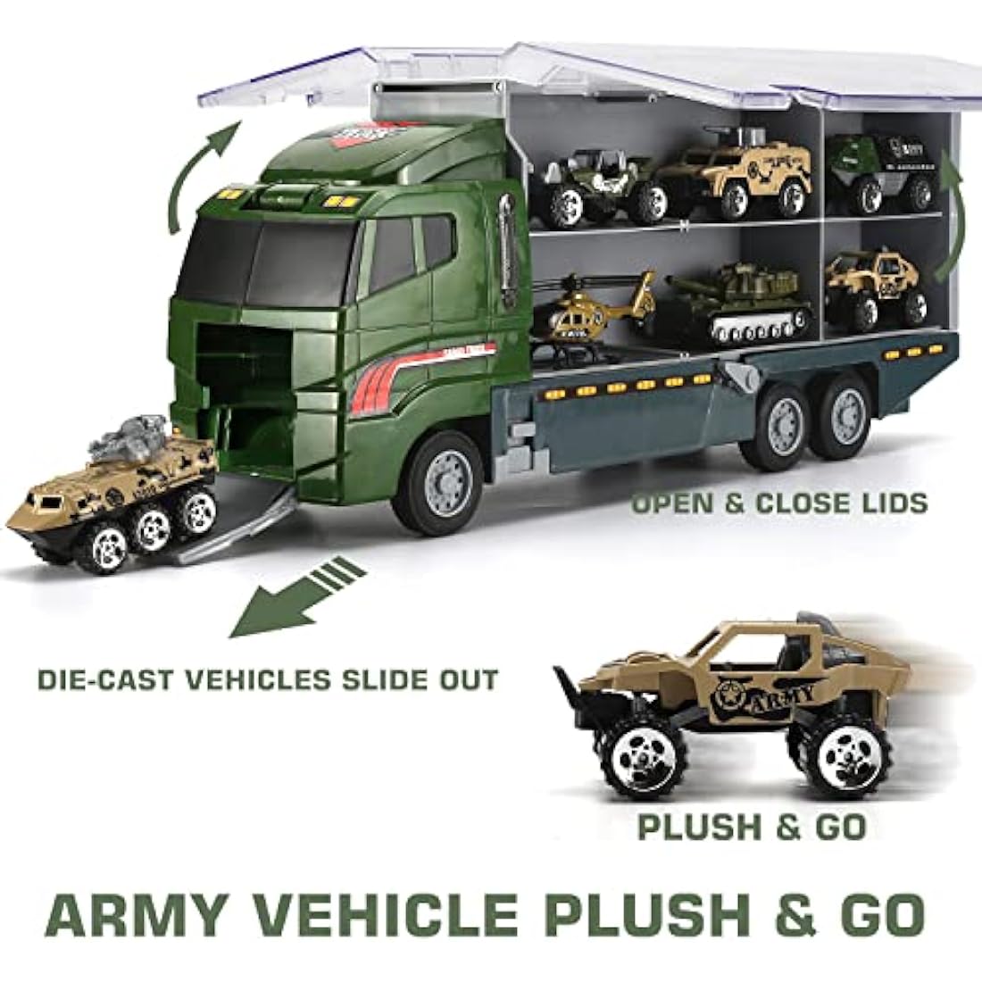 Military Carrier Truck – 26-in-1 Die-Cast Army Toy Playset