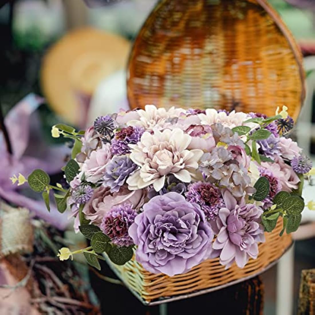 Purple Silk Artificial Flowers | DIY Wedding Bouquet Set