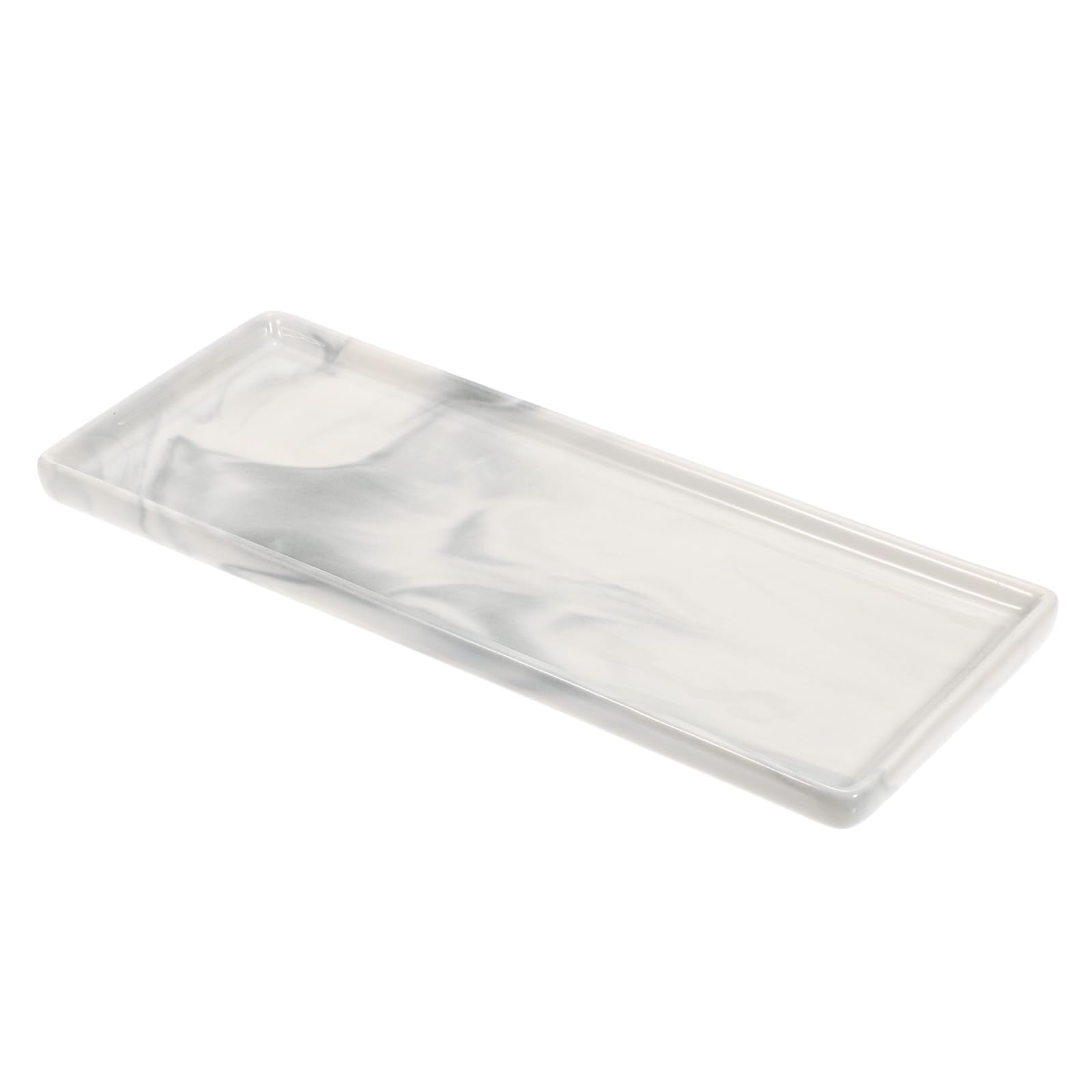 Marble Ceramic Vanity Tray – 9 Inch Rectangle Bathroom Organizer