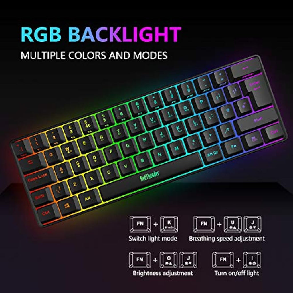RedThunder 60% RGB Gaming Keyboard and Mouse Combo | 7200 DPI | Black