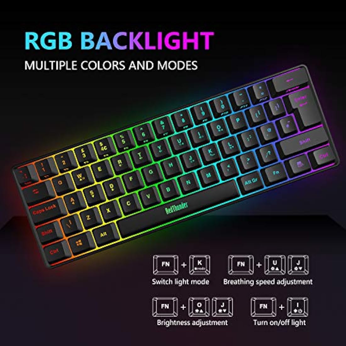 RedThunder 60% RGB Gaming Keyboard and Mouse Combo | 7200 DPI | Black