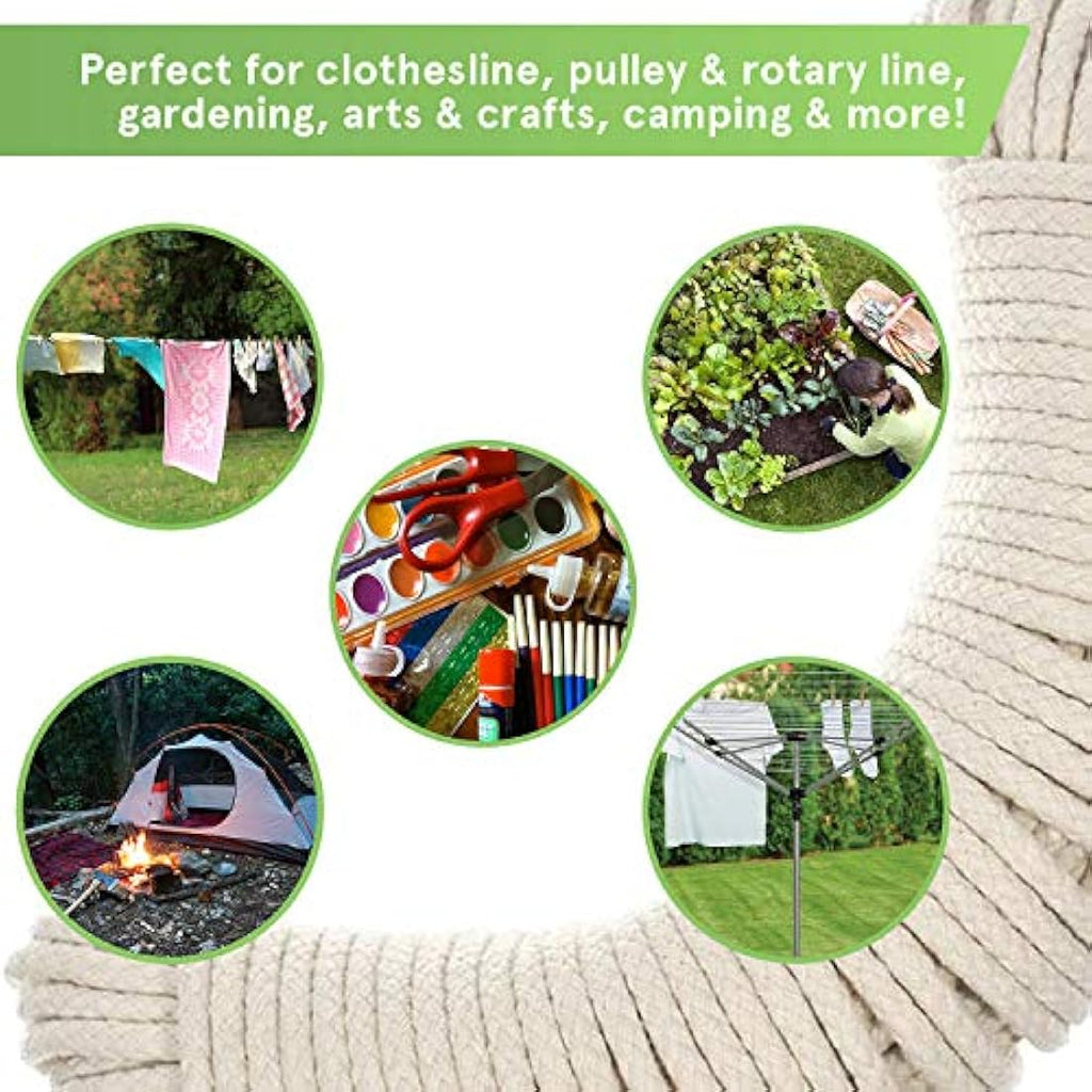 Smith’s Natural Cotton Clothesline Rope | 30m Heavy-Duty Braided Cord