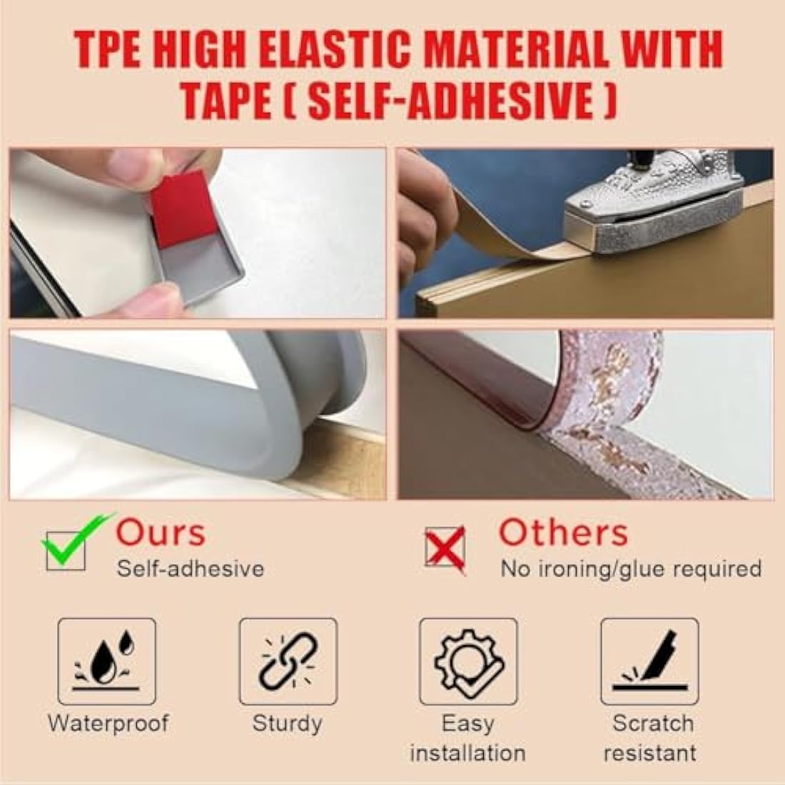 Flintronic 5m x 16mm U-Shape Edge Banding | Self-Adhesive TPE Furniture Trim