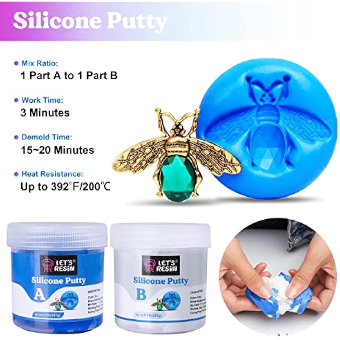 LET'S RESIN Silicone Putty – 1LB Flexible Mould Making Kit for DIY