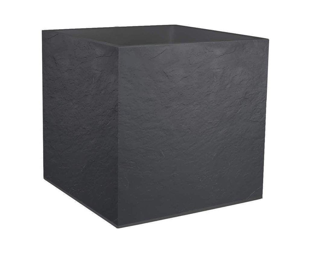 EDA Volcania Square Flower Pot - Anthracite Grey Stone Effect - 50 cm