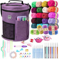 MIAOKE 79pc Crochet Kit with Large Waterproof Yarn Storage Organizer Bag