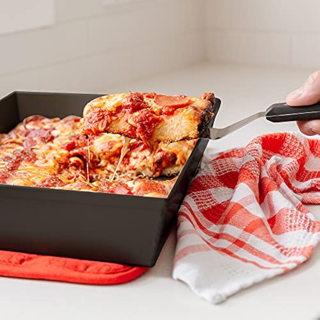 Chef Pomodoro Detroit Style Pizza Pan - 14x10 Hard Anodized Aluminum