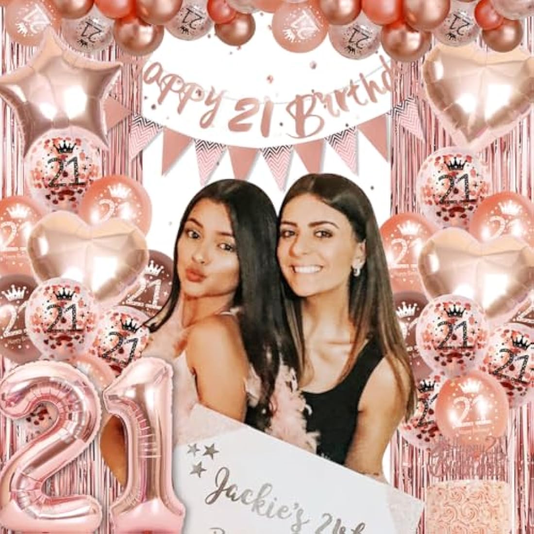 Jolof Store 21st Birthday Decorations for Her | Rose Gold Party Kit
