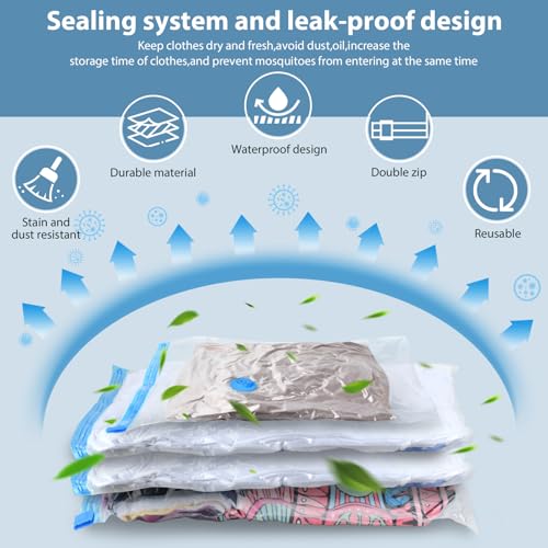 Kissleaf 15-Pack Vacuum Storage Bags with Electric Pump | 5 Mixed Sizes