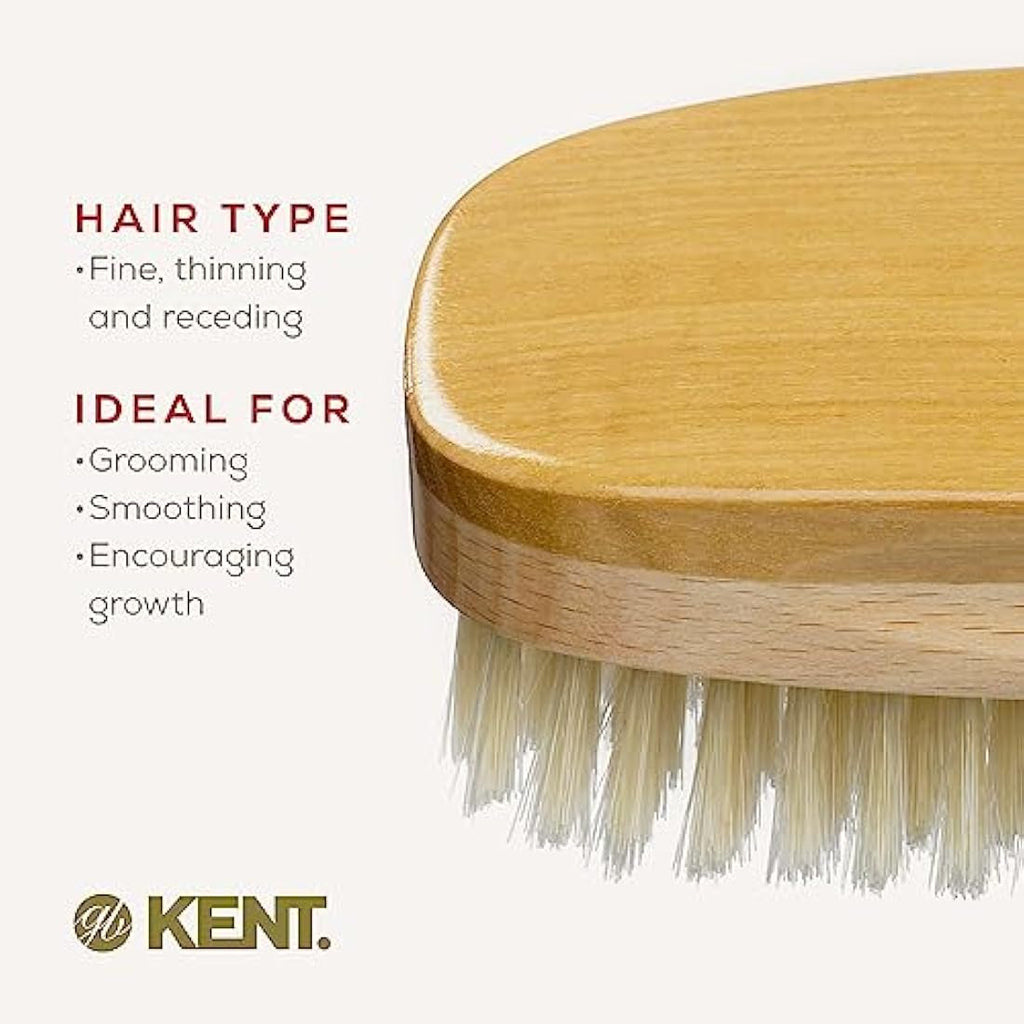 Kent MS23D Soft White Natural Bristle Satinwood Brush for Fine Hair