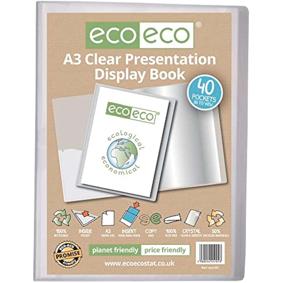 Jolof Store A3 Recycled 40 Pocket Presentation Display Book Portfolio