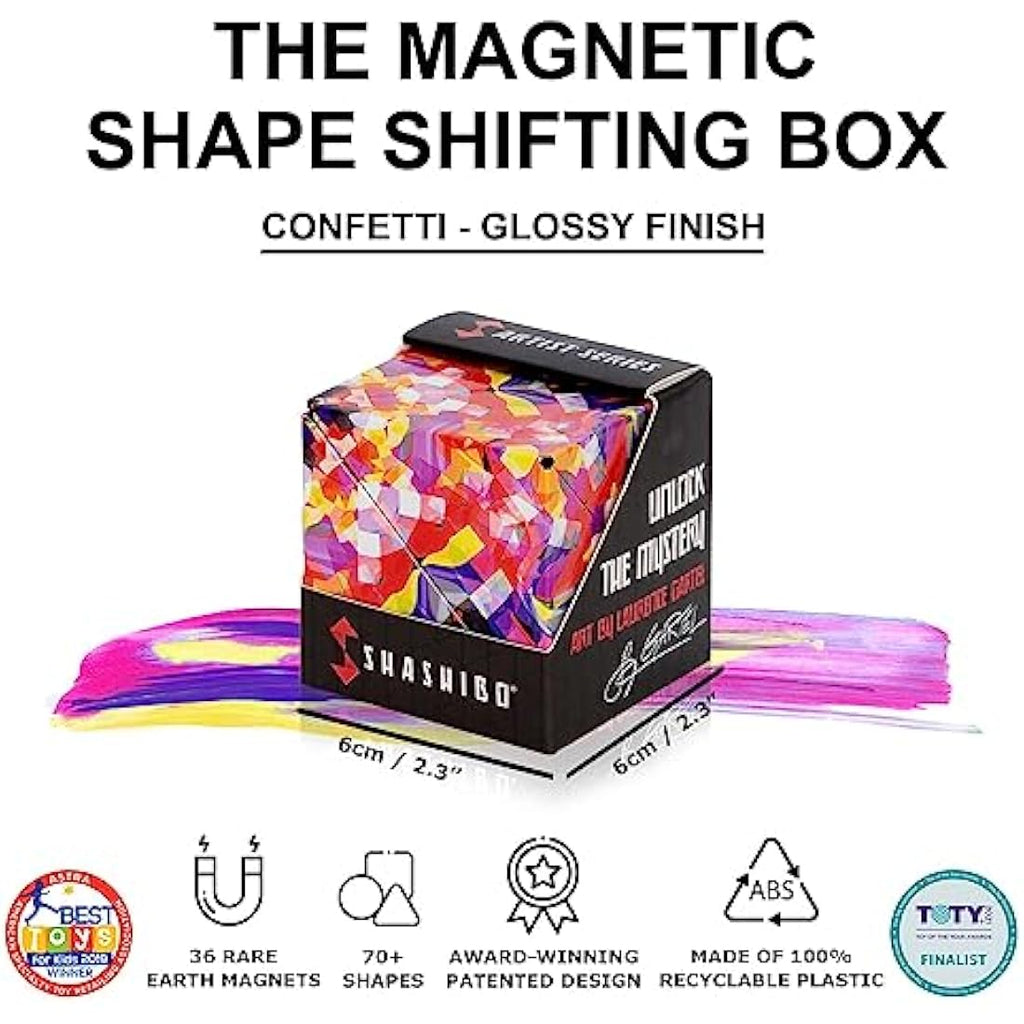 Shashibo Shape Shifting Magnetic Fidget Cube - Confetti Artist Series