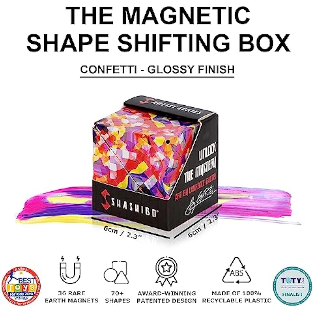 Shashibo Shape Shifting Magnetic Fidget Cube - Confetti Artist Series