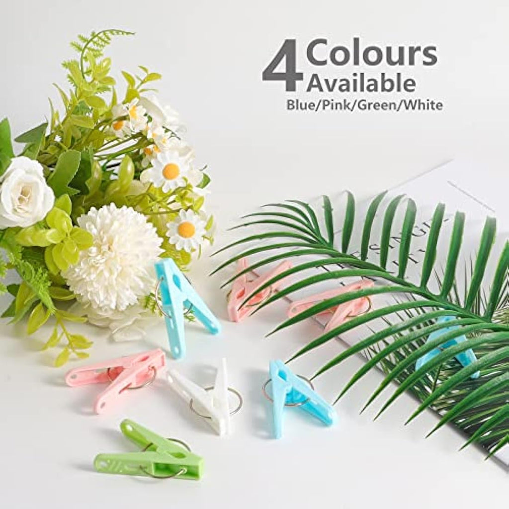 Plastic Clothes Pegs with Peg Bag - 40Pcs Laundry Set