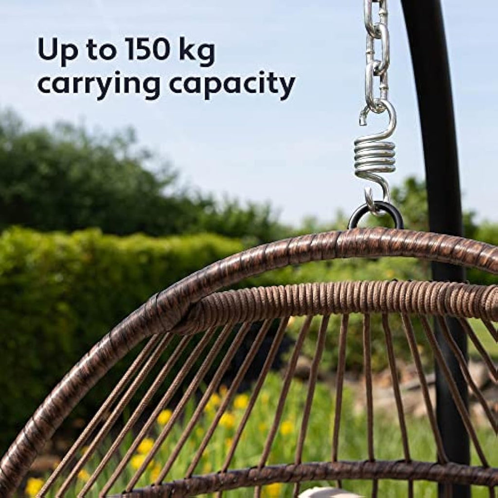Vita5 Foldable Hanging Egg Chair with Frame | Polyrattan Swing – Beige