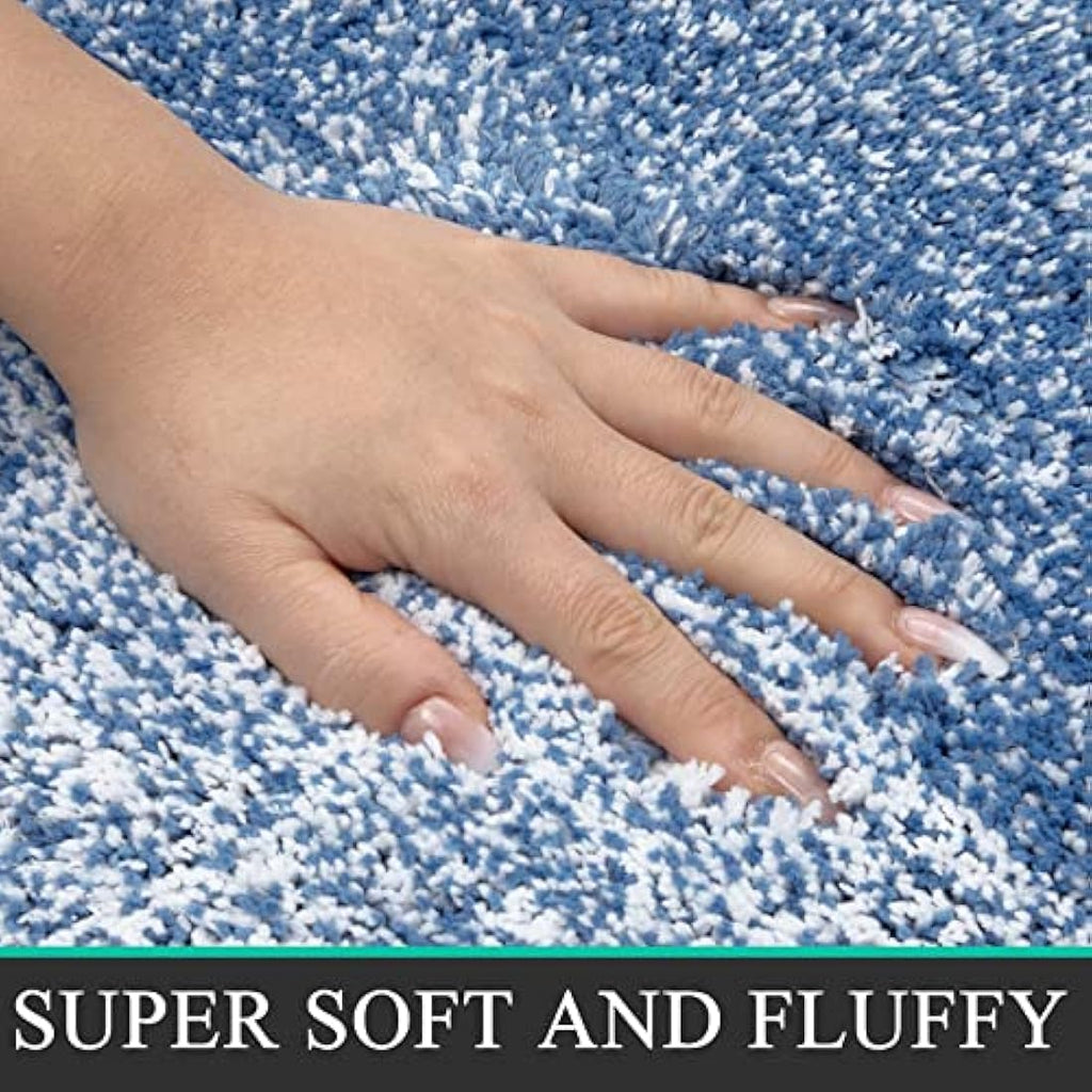 Enyhom 3-Piece Microfiber Bath Mat Set | Non-Slip Absorbent Rugs, Blue