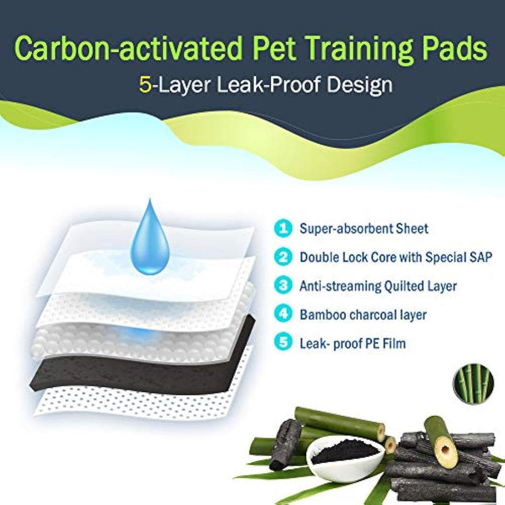 Dono Carbon Puppy Training Pads – 100ct Super Absorbent Leak-Proof S
