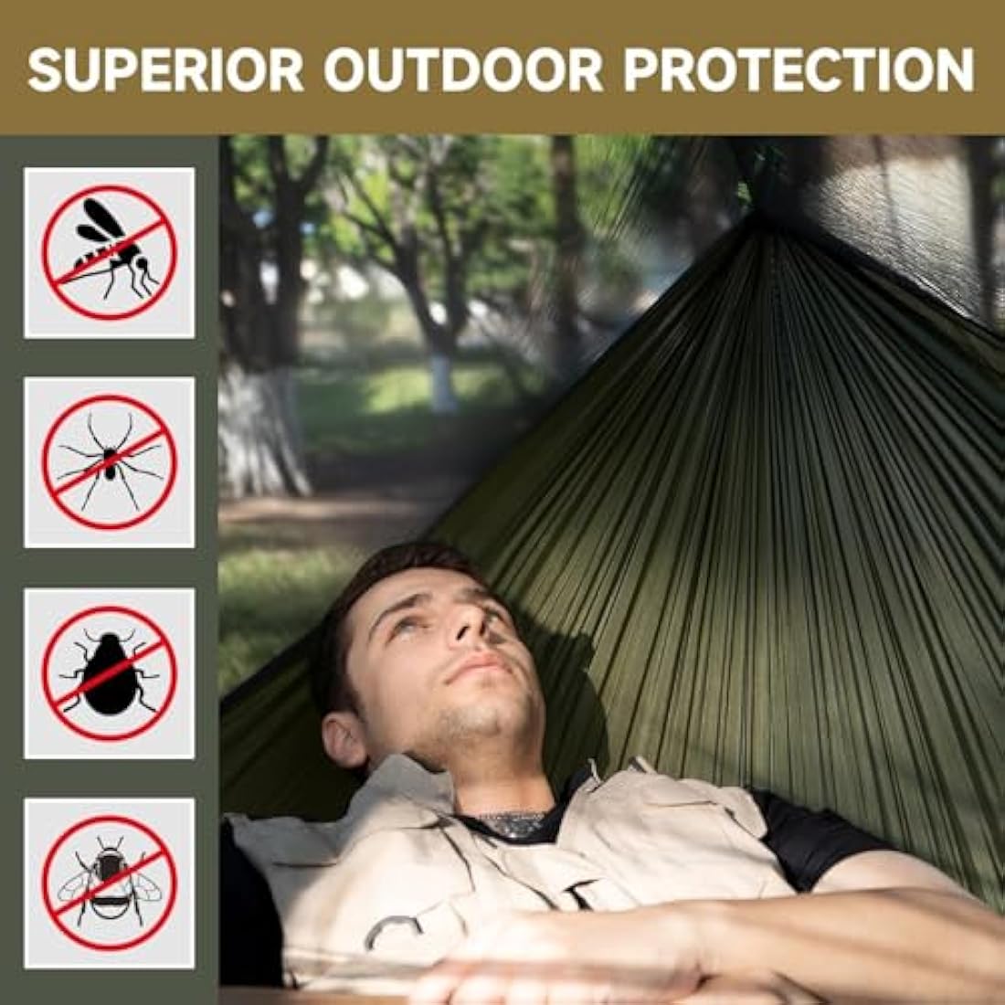 Travel Bird Camping Hammock with Mosquito Net | Ripstop Nylon 290x140cm