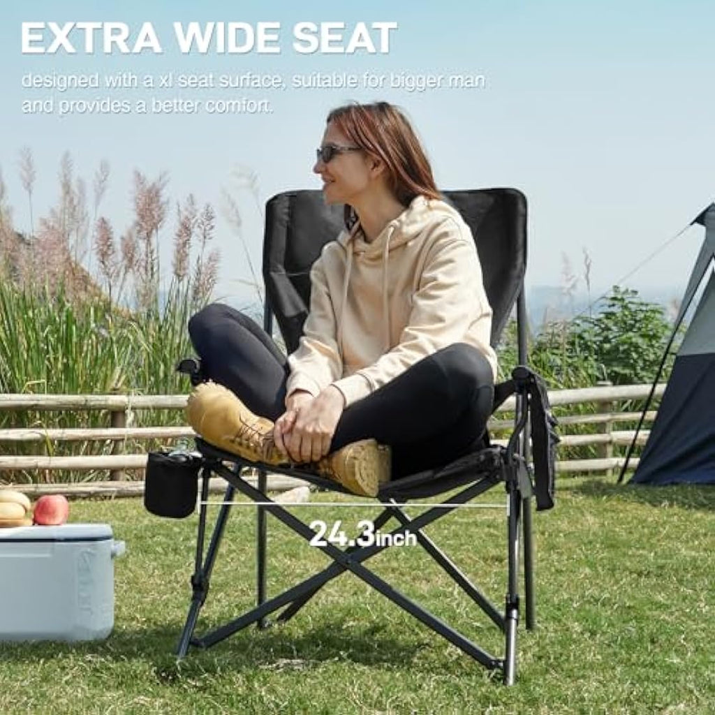 EVER ADVANCED Oversized Heavy Duty Camping Chair with Lumbar Support