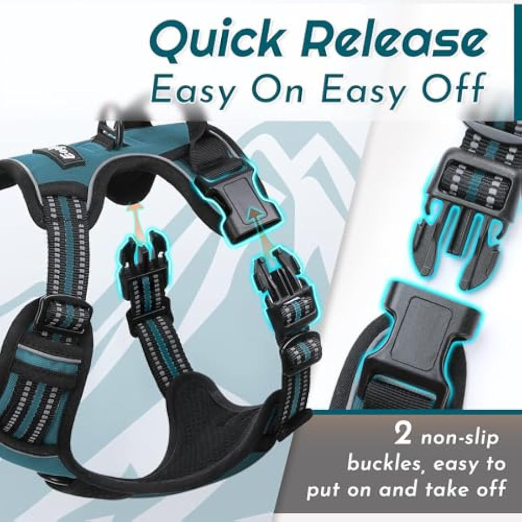 Eagloo No Pull Dog Harness | Large Reflective Padded Vest - Dark Green
