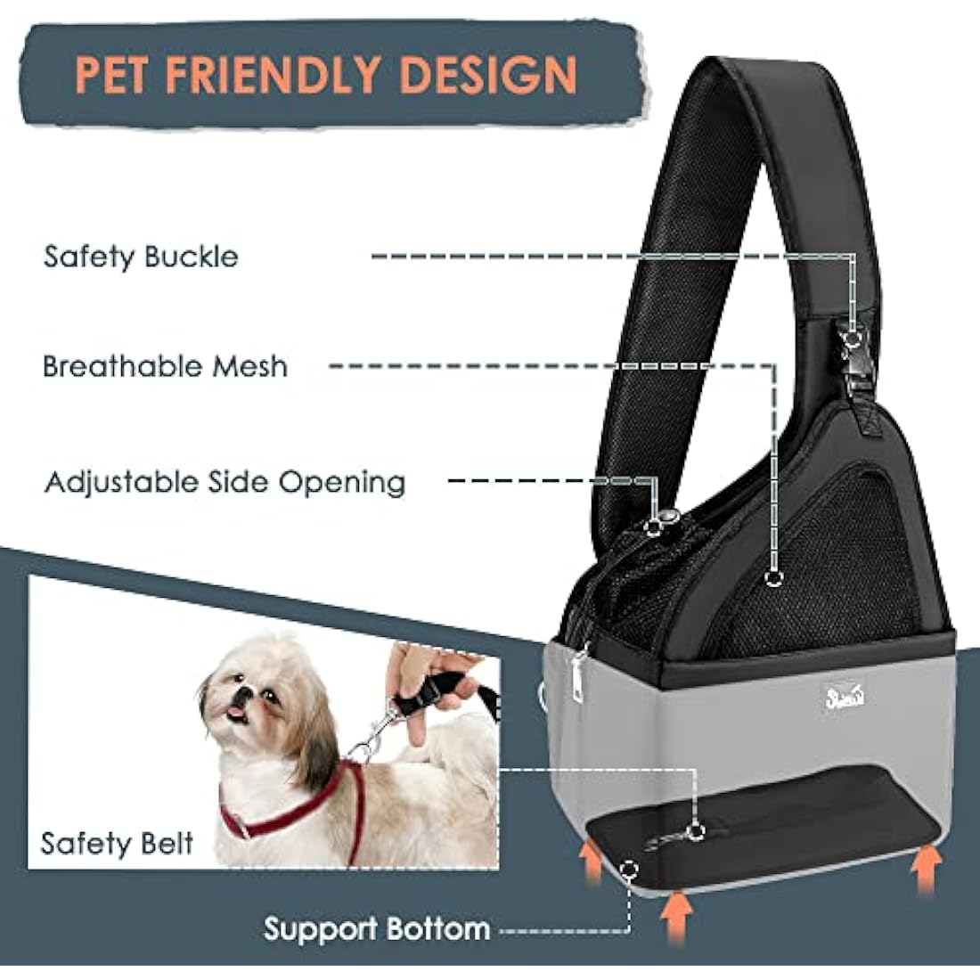Eyein Pet Sling Carrier | Hands-Free Dog & Cat Bag with Hard Bottom Support