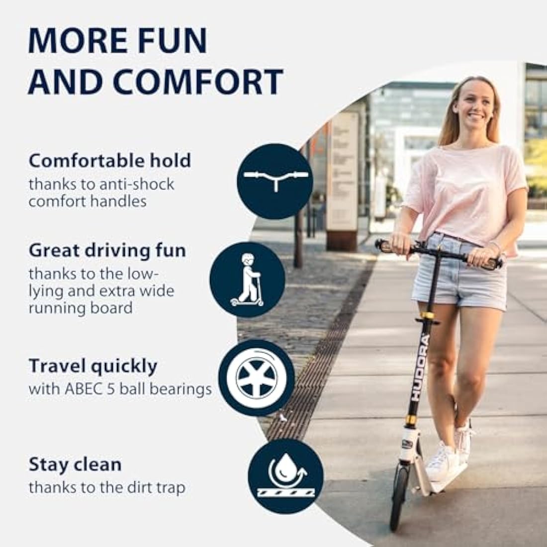 HUDORA BigWheel Style 230 Scooter – Klappbarer Cityroller bis 120kg